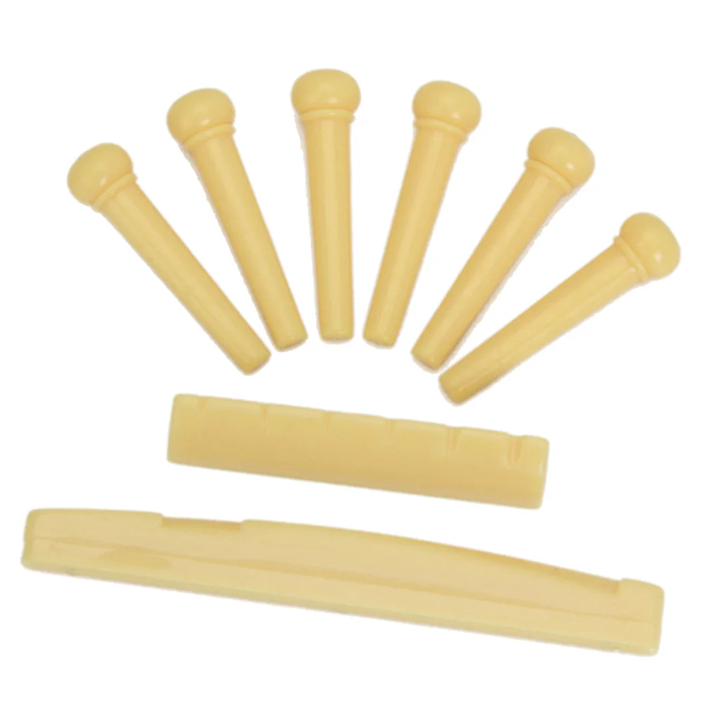 Set of Acoustic Guitar Bridge Pins Saddle Nut Great Quality Yellow