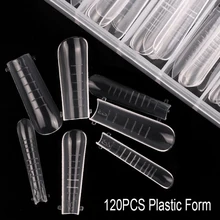 Qualität 120 Stücke Nagel Kunststoff Dual Bilden Voll Abdeckung Tipps Nagel Verlängerung System Formen Schnell Gebäude Gel Form Werkzeug 12 größen * 10 stücke