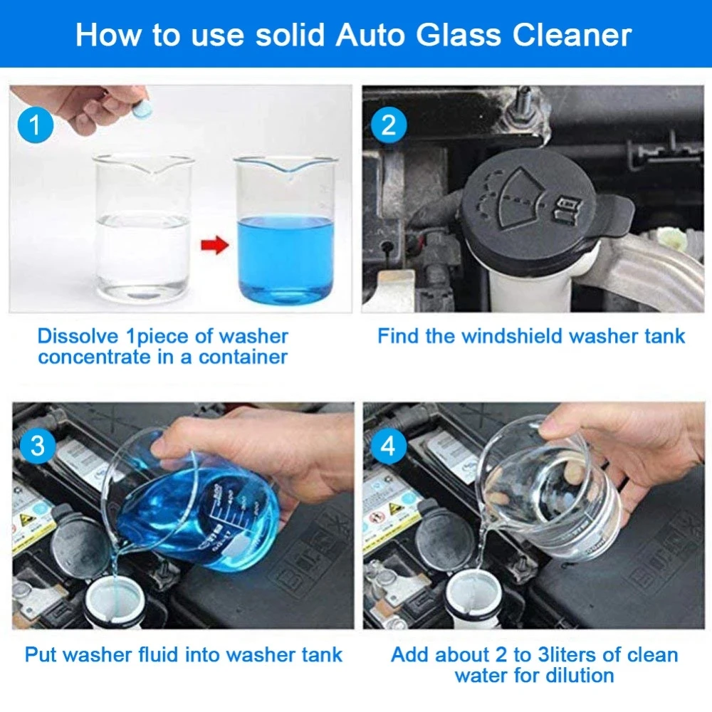 10Pcs Car Windshield Washer Fluid Glass Cleaning Effervescent