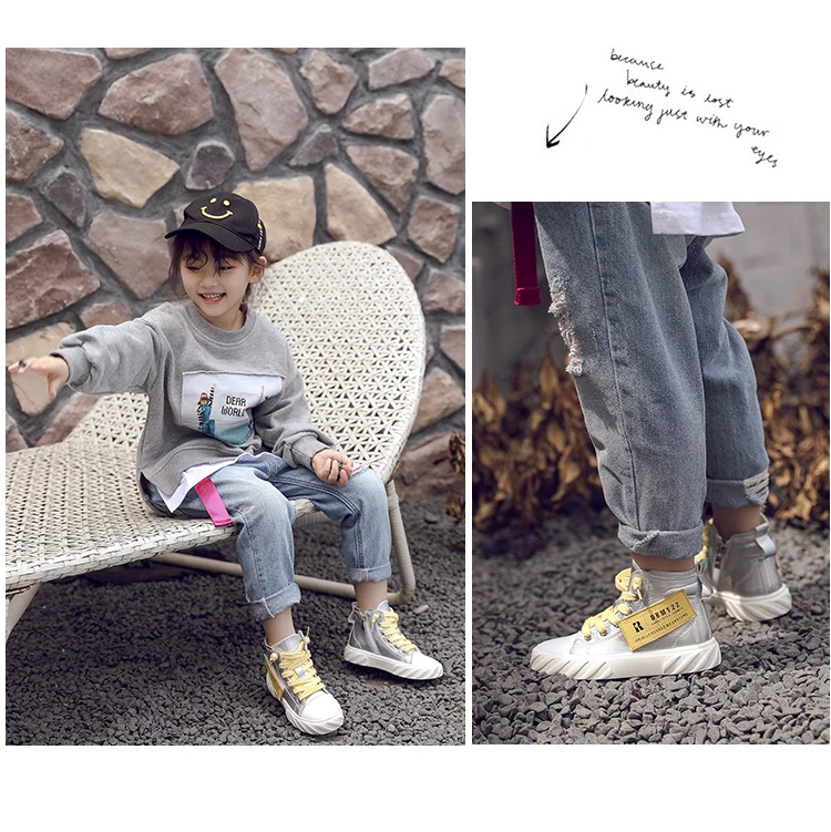 Boys Shoes Autumn Winter Kids Casual Shoes With Warm Cotton For Boy Girl Children Skate Sneakers High-top Fashion Soft New
