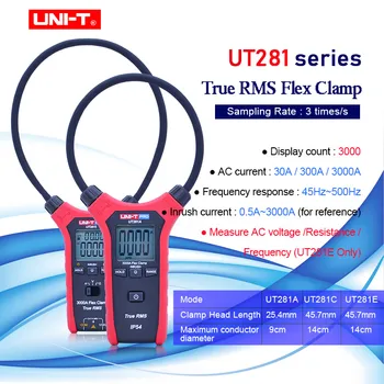 

UNI-T True RMS Smart AC Flexible Clamp Meter 3000A Multimeter Ammeter Voltage Current Resistance Frequency UT281A/UT281C/UT281E