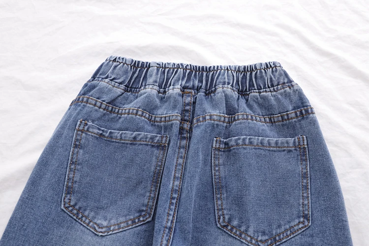 Merry Pretty, женские синие джинсы, штаны в полоску, с вышивкой, с карманами, джинсовые штаны, эластичный пояс, гарем, смягчитель, джинсовые штаны, джинсы для мам