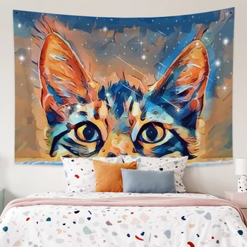 

Cassisy Psychedelic Tapestry Bedroom Wall Hangings Blanket Watercolor Graffiti Cat Wall Carpet Beach Towel Dorm Home Decoration