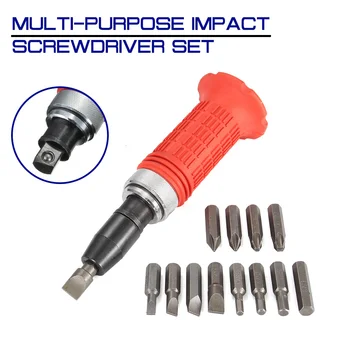 

Multi-purpose Impact Screwdriver Set Screwdriver Head Set Driver Carbon Steel Multi Bits Hammer Socket Repair Kit Storage Box