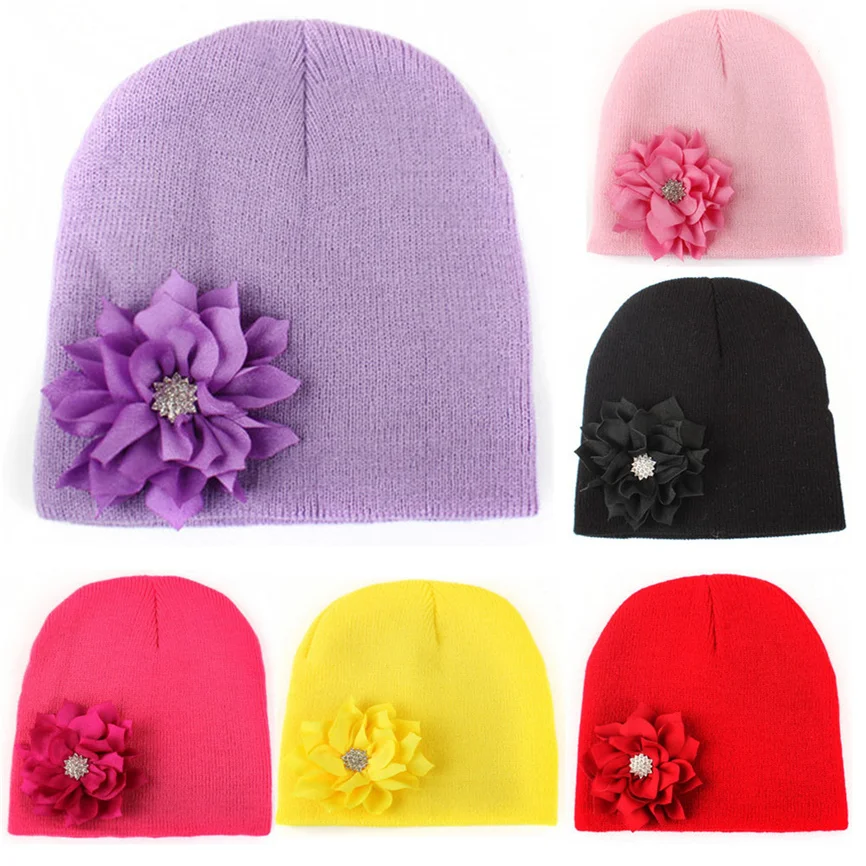 Зимняя шапка для девочек; вязаные шапочки для новорожденных; хлопковая шапка с цветочным рисунком для маленьких девочек; реквизит для фотосессии