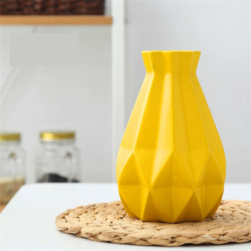Middle Yellow Европейский стиль, матовая Алмазная фарфоровая ваза, современная мода, керамическая ваза для цветов, для кабинета, прихожей, дома, свадебного украшения - Цвет: Middle Yellow