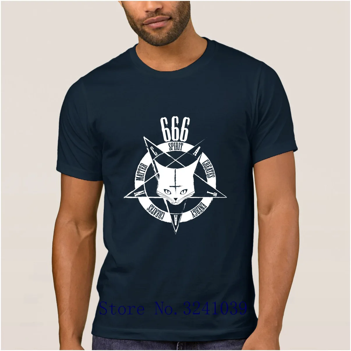 

Anlarach printed Funny Casual satanic baphomet cat 666 t shirt summer Cats And Metal men t-shirt Euro Size S-3xl tee shirt man