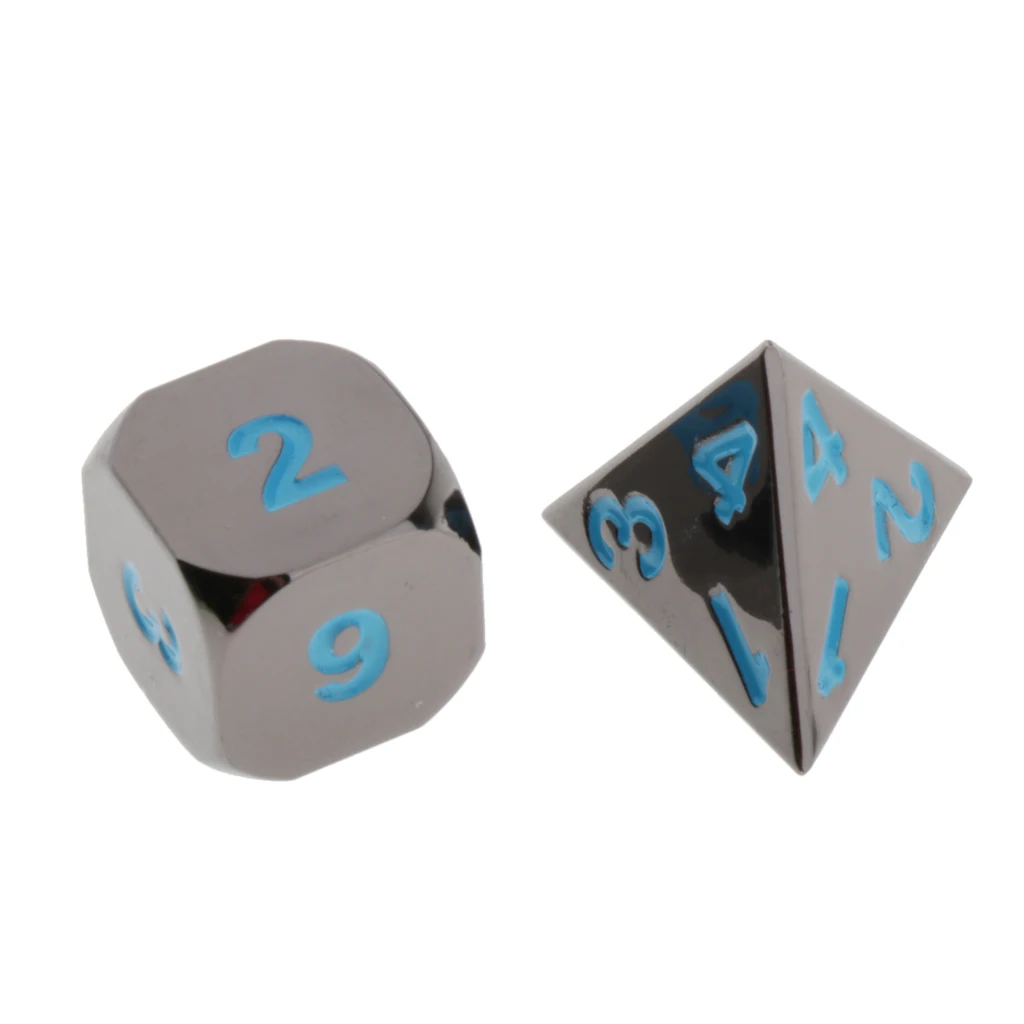 7pcs Embossed Metal Multi-sided Polyhedral Dice Set for Dungeons and Dragons Dice MTG DND RPG Table Games Board Game D20 D12 Set