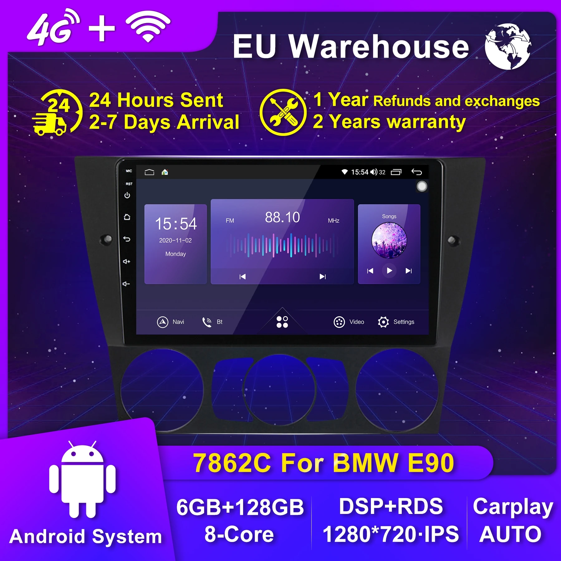 MEKEDE android 11 6G 128G автомобильный радиоприемник мультимедийный плеер для BMW 3 серии E90