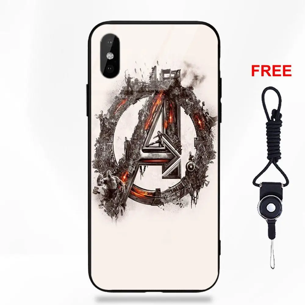 Американский комиксы Marvel Мстители логотип для Galaxy S8 S9 Plus для Redmi 5 Note 5A 6 huawei Honor 7X P20 Lite mate 10 Pro стеклянный чехол - Цвет: as picture
