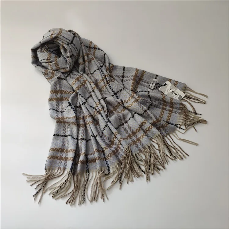 

Plaid Spot British Style Cashmere Scarf Female Autumn and Winter Style Warm Mid-long Scarf fringed shawl 2019