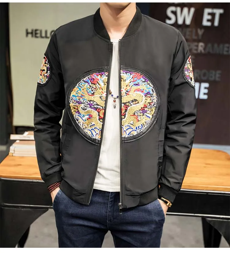 

2019 Men Autumn Embroidery Chinese Style Jackets Mens Korean Loose Fashion Streetwear Clothes Male Hip Hop Jacket