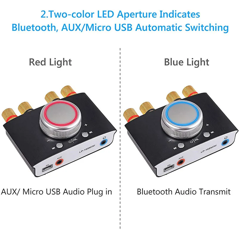 Мини Bluetooth 5,0 цифровой усилитель Hifi стерео домашний аудио усилитель мощности 50 Вт+ 50 Вт AUX/USB для наушников динамик ПК ТВ CD плеер