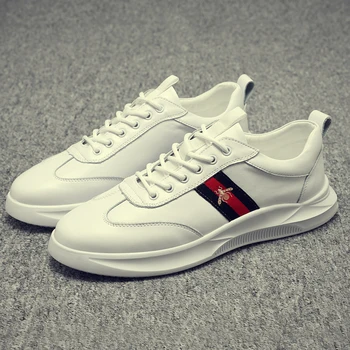 

Autumn white shoes men's new versatile fashion version of comfortable breathable leather casual white shoes lacing men's shoes