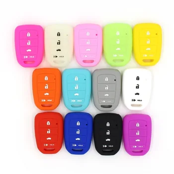 

4 Button Silicone Key FOB Case Shell Cover for Honda Civic Accord HR-V 2016 Vezel City Jazz 2014 2015 CRV Crosstour Accessories