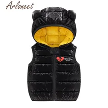 ARLONEET/пальто; пальто с капюшоном для маленьких девочек; Ультра тонкий пуховик для мальчиков; куртка на молнии с рисунком медведя; детская парка; Верхняя одежда без рукавов