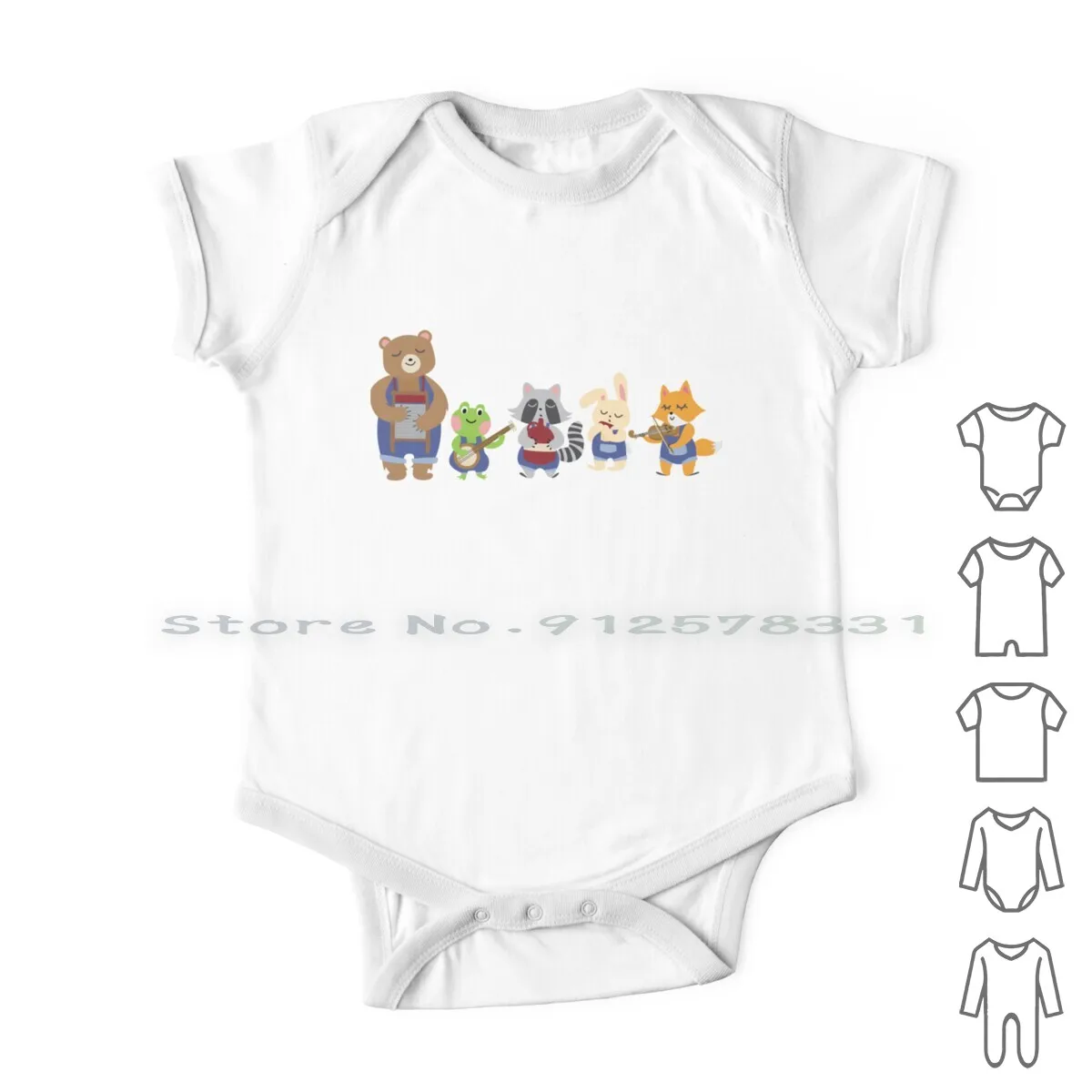 

The Bluegrass Band Newborn Baby Clothes Rompers Cotton Jumpsuits Animals Cute Band Music Bluegrass Overalls Fox Bear Raccoon