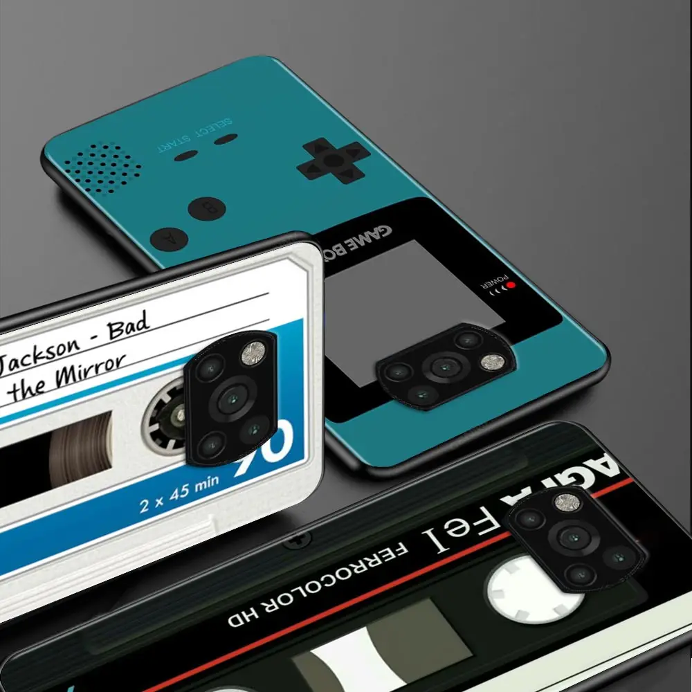 Back Case for Xiaomi Poco X3 NFC X3 F3 M3 TPU Cover for Redmi Note 8 8T 9 9T 9S 10 Pro Phone Cover Vintage Tape Camera Gameboy