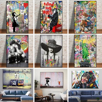 Pintura en lienzo de Arte de Graffiti callejero "Follow Your Dreams", carteles e impresiones de imágenes artísticas de pared para sala de estar, Cuadros, decoración del hogar