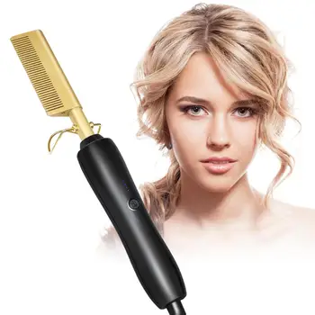 

Electric Copper Comb Hair Straightener Hair Brush Curler Straight Hot Air Comb Wet And Dry Curling Comb Styling Tools