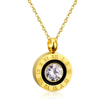 

LUXUKISSKIDS 45+5CM Round Love Zircon Pendant Necklace For Men Women Jewelry Stainless Steel Chain Necklaces Collares Collier