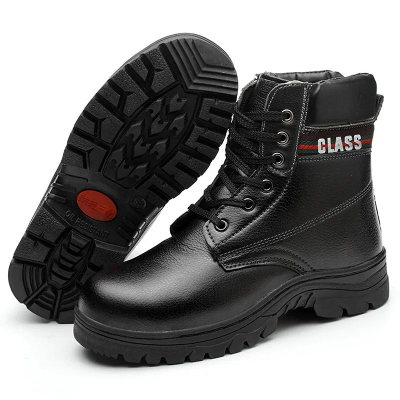 

Winter Cotton Shoes Leather High Cold Steel Toe Caps Anti-smash Anti-slip Anti-slip Protective Work Shoes Tear Resistance