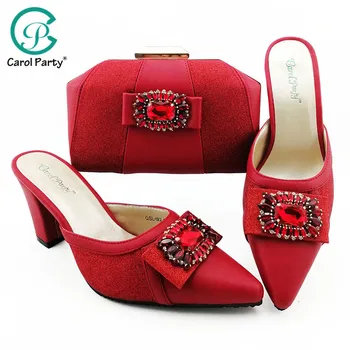 

2019 Latest Red Color Italian Shoes and Bags To Match Shoes with Bag High Quality Nigerian Shoes and Matching Bags for Party
