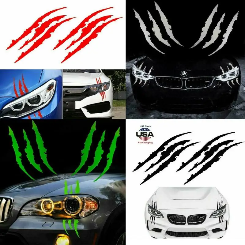 2 шт. Забавный Автомобильная наклейка светоотражающая Monster полоска от царапин