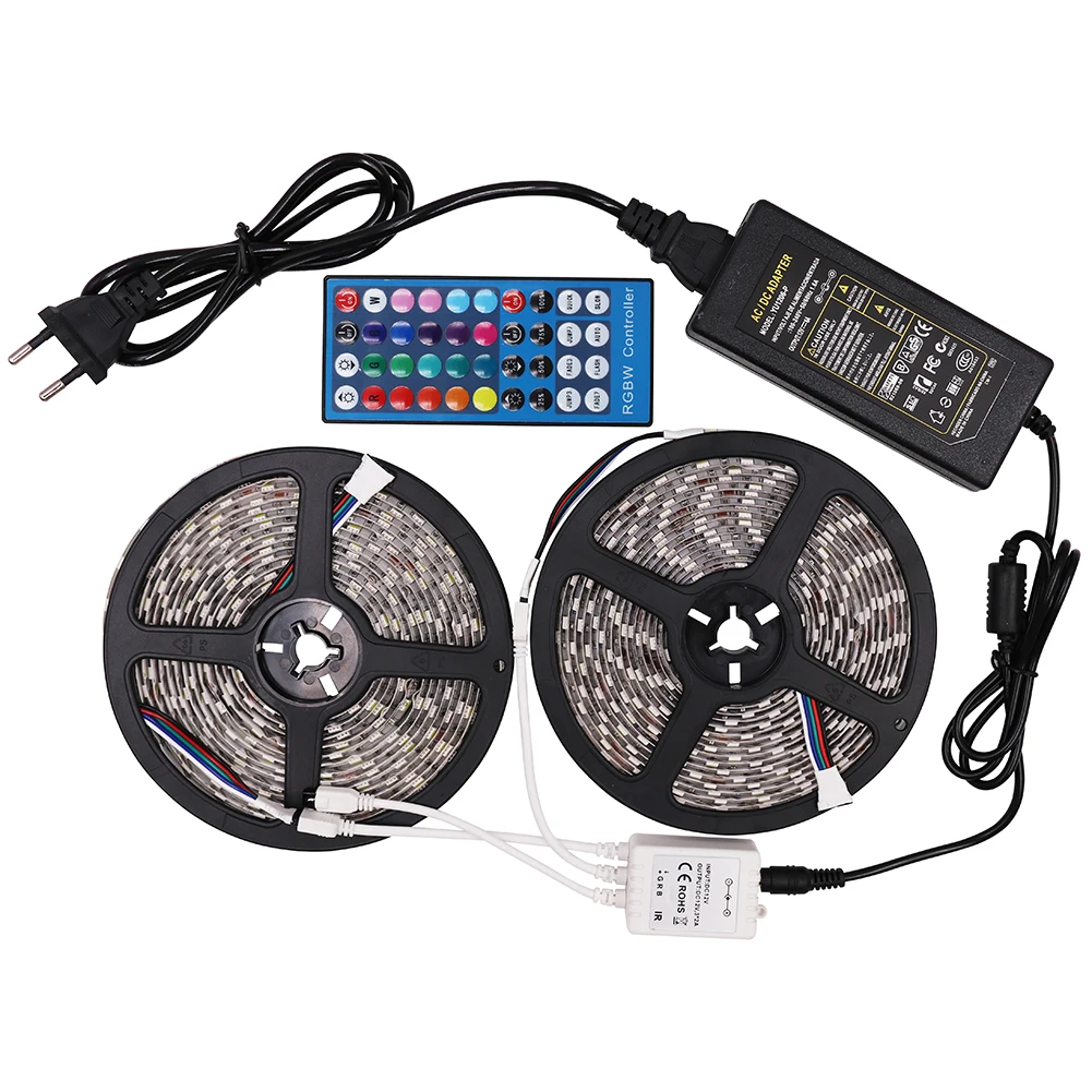 DC12V 5050 RGBW Светодиодные ленты огни 10 м 60 Светодиодный s/m Водонепроницаемый светодиодный гибкая светлая + AU/ EU/US/UK вилка + 40key ИК-пульт