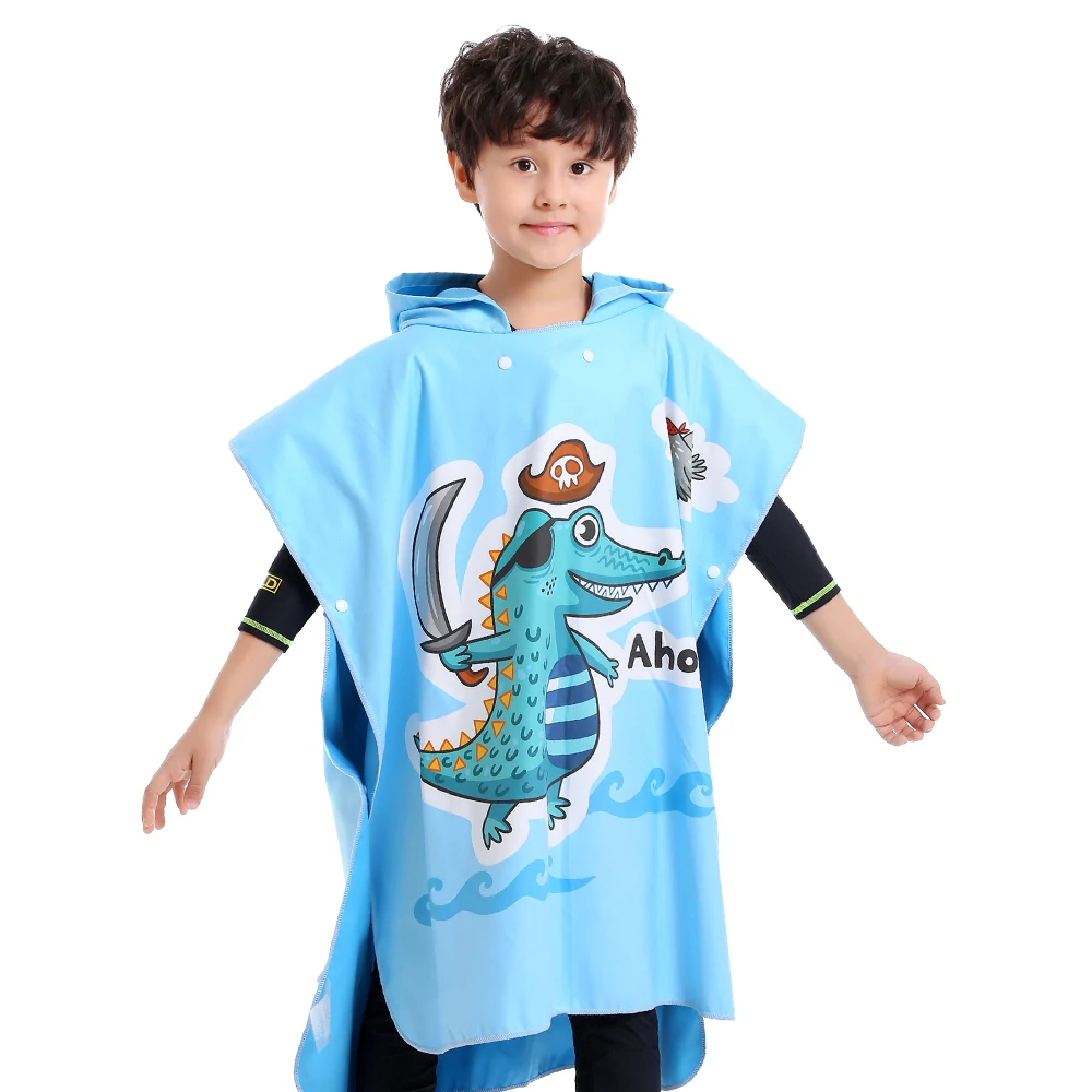 Kids Toddler Boys Captain Pirate Hooded Poncho Towel Pool Beach Bath NEW 