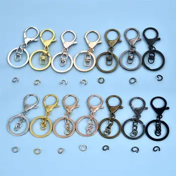 

5pcs/Lot 30mm Key Ring Long 68mm With Lobster Clasp Jump Ring Key Hook Chain DIY Jewelry Making For Keychain 7 Color