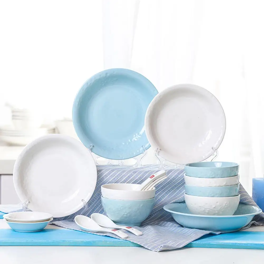 

GloryStar 18-Piece Ceramic Kitchen Dinnerware Elegant Set Include Bowls Plates Sauce Dishs Soup Spoons