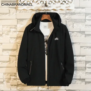 

Autumn Men Plus Fat Plus Size Coat Male Fat Man Thin Section With Cap Jacket Shirt Tide Male Printing Coat