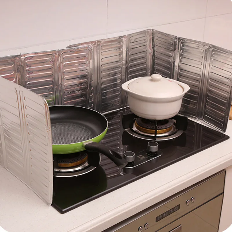 Romote Kitchen Aluminum Foil Baffle Useful Home Kitchen Stove Foil Plate Prevent Oil Cooking Hot Baffle