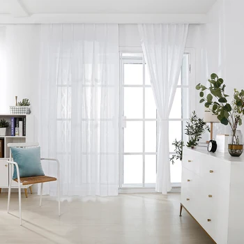 

White Tulle Curtains Super Soft Great Hand Feeling for Living Room Decoration Modern Veil Chiffon Solid Sheer Voile Kitchen