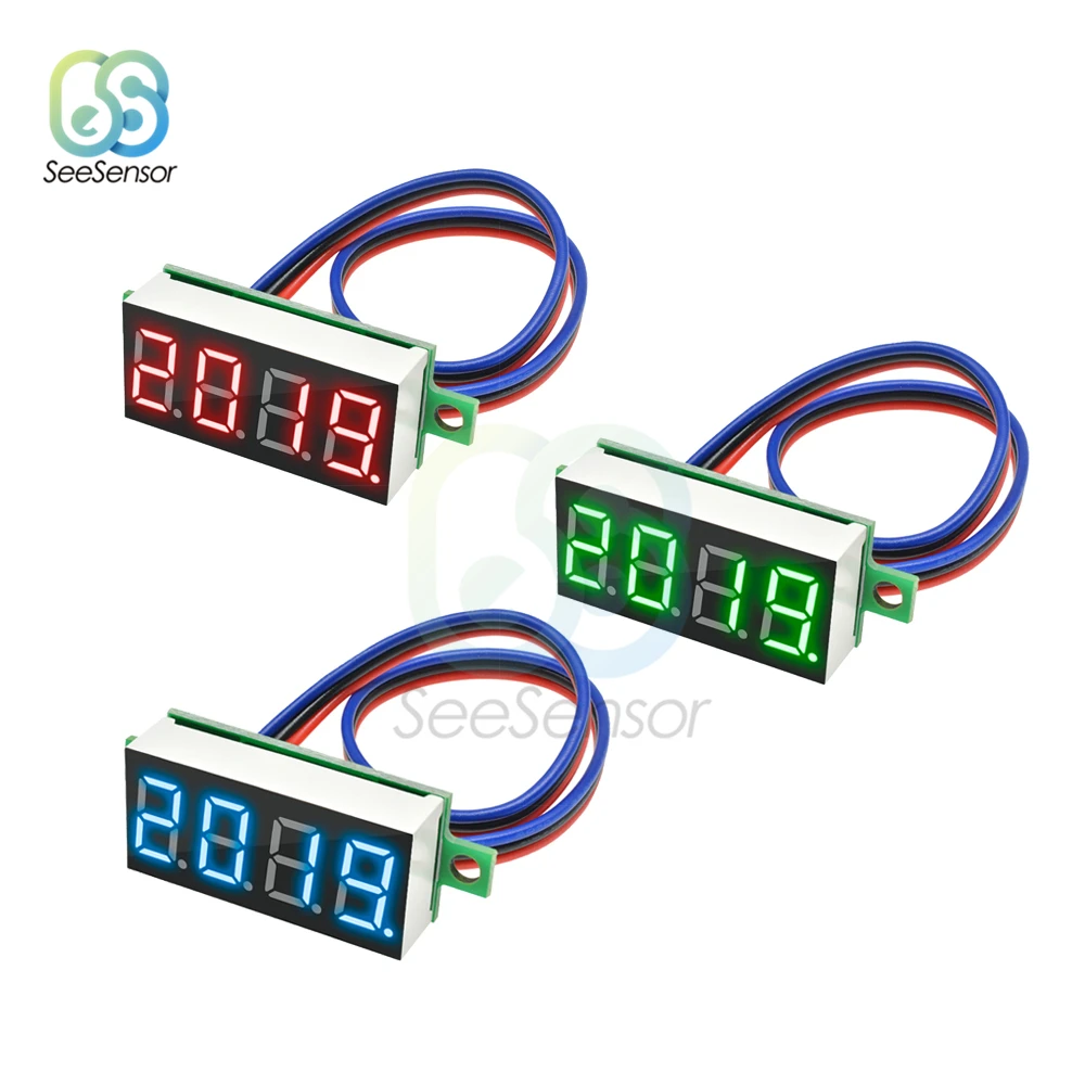 

0.36 inch LED Digital Voltmeter DC 0-100V Voltage Meter Auto Car Mobile Power Voltage Tester Detector 3 Wire Red Green Blue