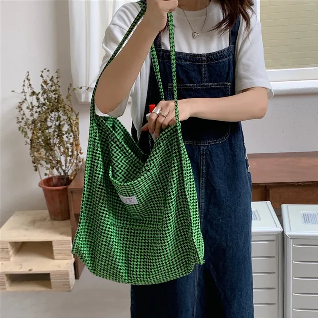 Houndstooth Pattern Tote Bag, Large Capacity Shoulder Bag, Versatile Handbag  For Commuter, Shopping - Temu