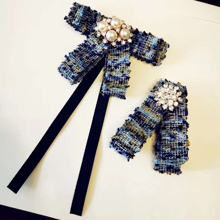 

Shop 19 Years Autumn And Winter New Style Fragrant Wind Ribbon Knit Alloy Pearl Brooch Bowtie Bow Tie Xz012