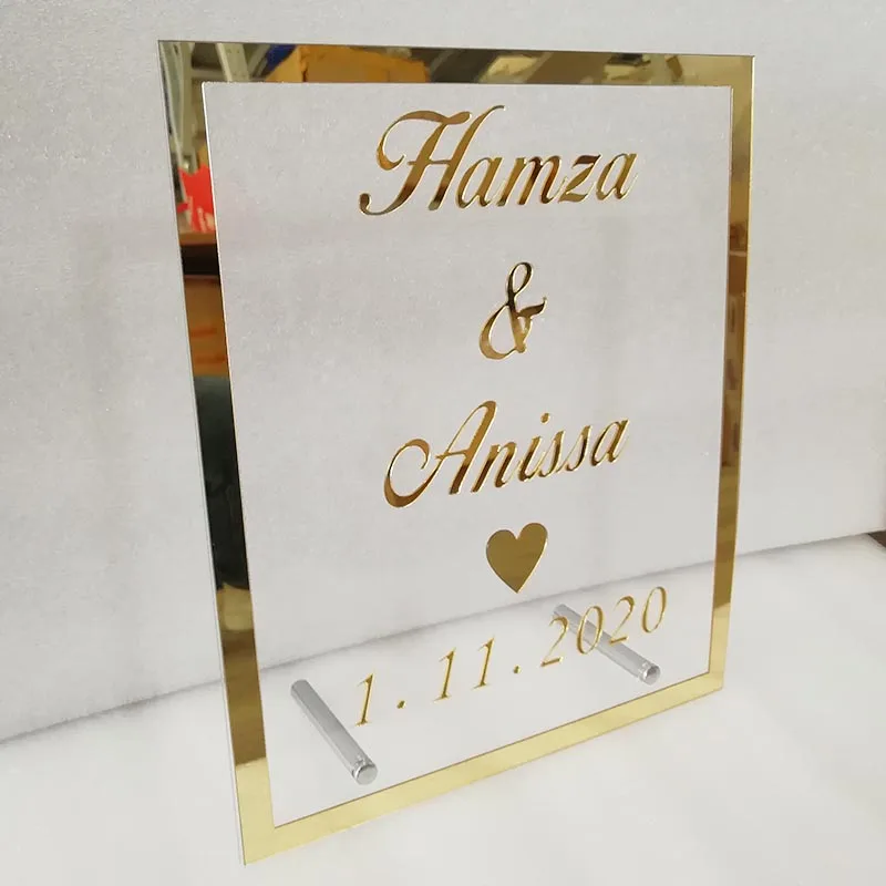 Personalized Wedding Couple Names Sign Mirror Acrylic Frame Names Welcome Guests Word Signs Wedding Party Decor Favor