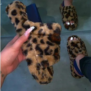 

AOLEEE Women Plush Slippers Big Size 43 Flat Bottom Antiskid Indoor All-around Comfortable Sandals Women Slippers Dropshipping