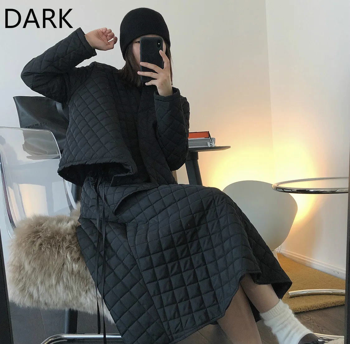 

2020 Winter New Louvre French Style Niche Design Rhombic Oblique Placket Short Cotton Jacket To Wear Warm All-match Jacket Women