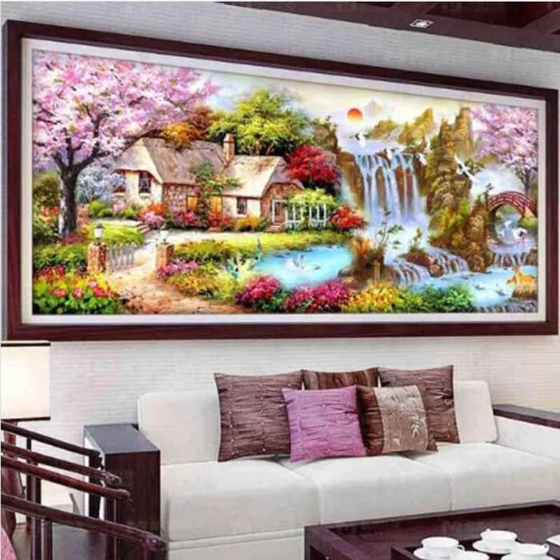 Полный Круглый Алмаз Картина 5d Het Dreamhouse алмазные мозаичные квадратные Стразы Вышивка крестиком домашний Декор подарок - Цвет: Square