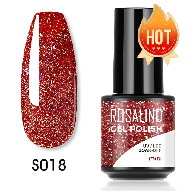 ROSALIND 7ml Gel Polish Semi Permanent Nails Gel Polish Soak Off UV LED Base Top Coat Vernis Nail Art Glitter Gel Varnish SLS-S018