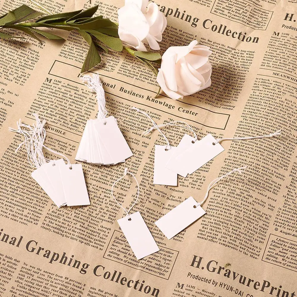 Jewelry price tags - Blank white rectangular tags - Set of 100