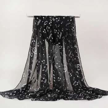 

Women Lady Musical Note Printing Chiffon Neck Scarf Shawl Soft Scarves High Quality Fabulous Elastic