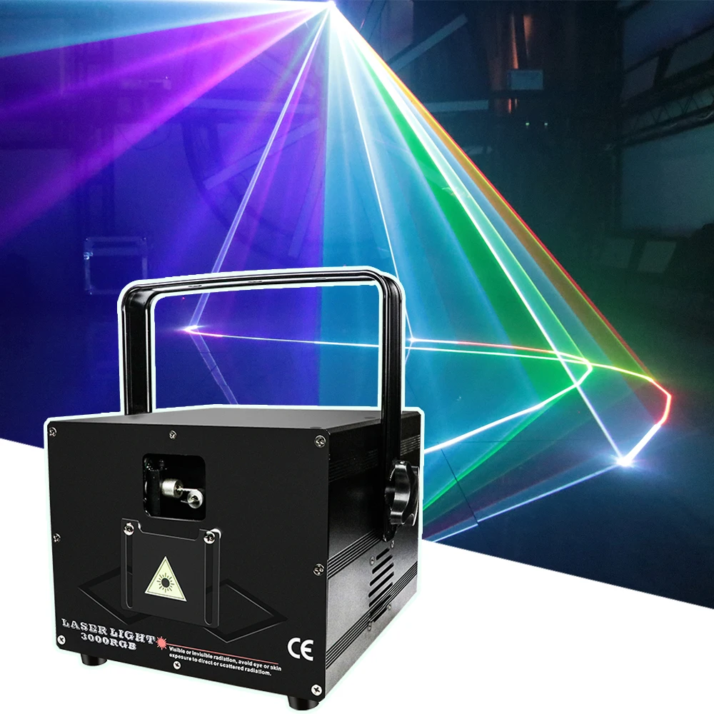 US $416.15 3W DJ Disco Stage Effect Light RGB 3IN1 Laser Projector Light Beam Spot 2IN1 Laser Scans DMX512 Music Control Bar Party Show
