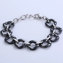 LOSTSOUL новые черные и белые модные Элегантные Простые неправильной формы круглые керамические нержавеющие простые застежки женские ювелирные изделия рок браслет