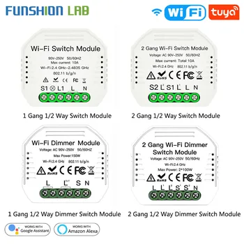 

DIY Mini WiFi Smart Light Dimmer Switch Module Smart Life Tuya Remote Control Work with Alexa Google Home 1/2 Way 1/2 Gang