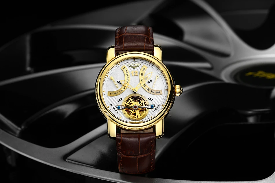 GUANQIN Мужские механические часы Tourbillon автоматические часы водонепроницаемые золотые брендовые роскошные часы Стальные деловые наручные часы