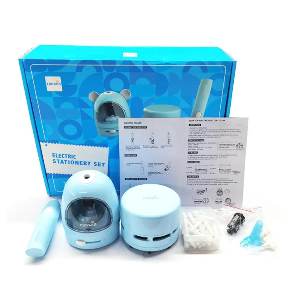 Stationery Electric Pencil Sharpener Electronic Erasers Mechanical Vacuum Cleaner Set For Kids